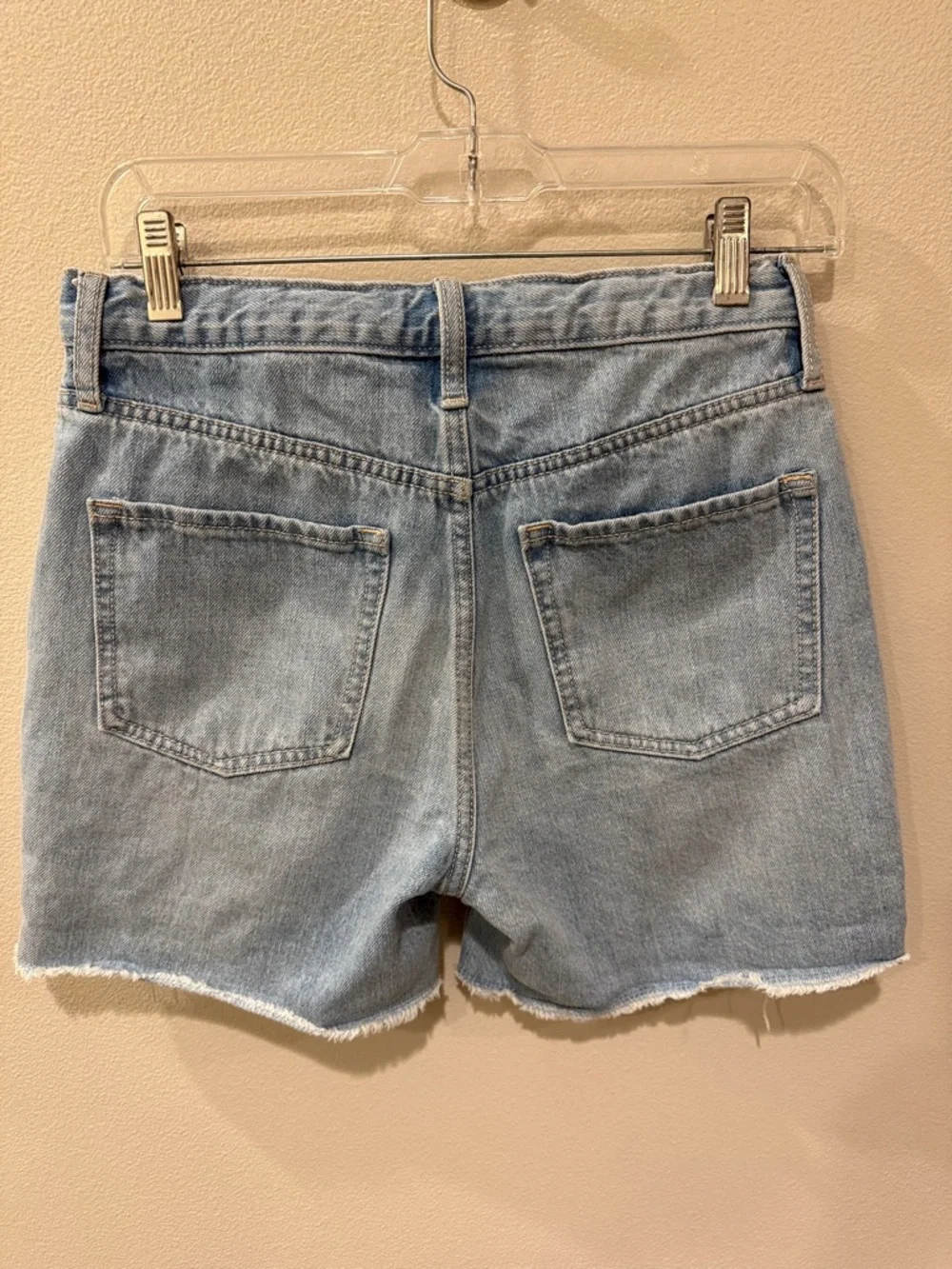 Light Blue Denim Frayed Hem Girls Shorts Size 14